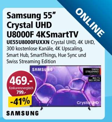 Samsung 55” Crystal UHD U8000F 4KSmartTV