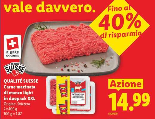 QUALITÉ SUISSE Carne macinata di manzo light in duopack XXL