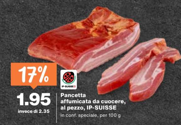 Pancetta affumicata da cuocere, al pezzo, IP-SUISSE